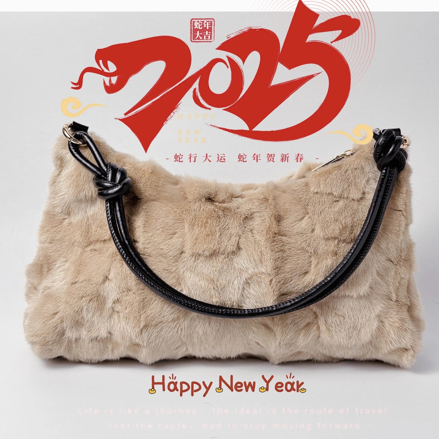 Mew Real Mink Fur Natural Cloud Winter Thick Bag Single Shoulder Women Fluffy Evening Ladies - Thick