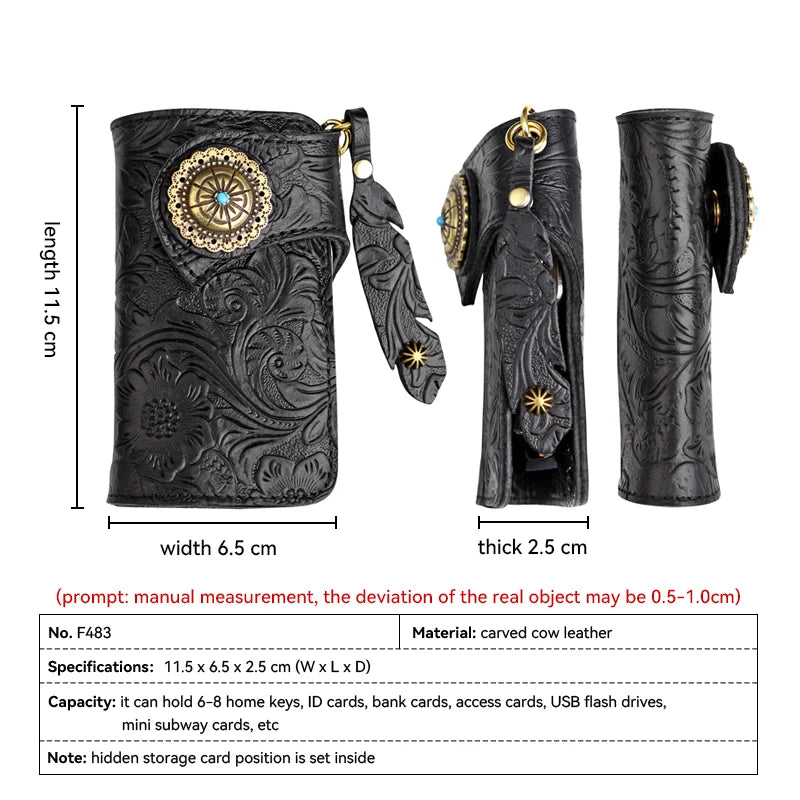 Genuine Leather Key Wallet with Card Holder & Key Chain for Men