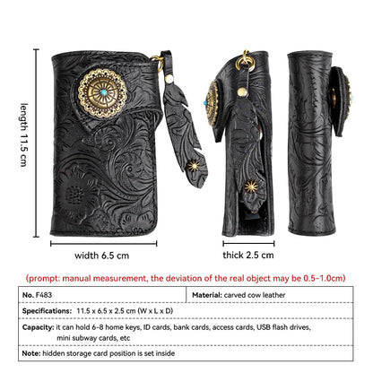 Genuine Leather Key Wallet with Card Holder & Key Chain for Men