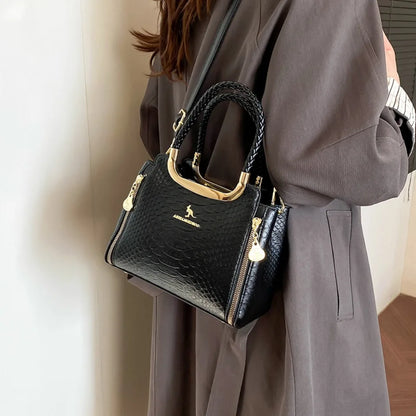 Vintage Crocodile-Embossed PU Leather Handbag – Women's Luxury Tote & Crossbody Bag