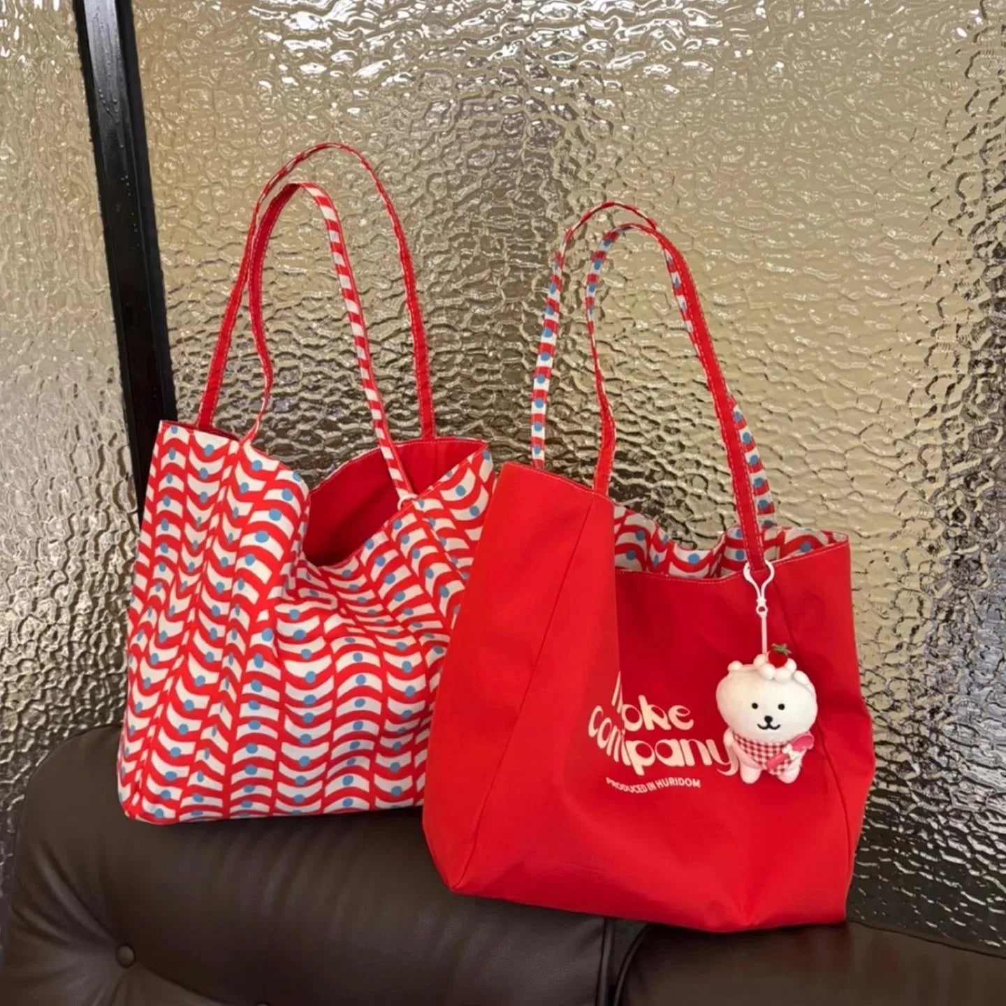 Wave Print Tote Bag for Women – Cute Reversible Shoulder Handbag