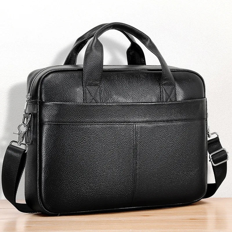 Genuine Leather Men's Briefcase – Business Laptop Bag