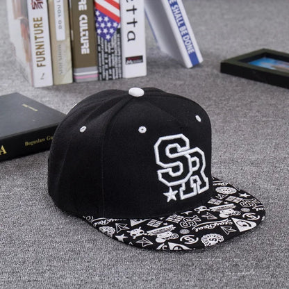 SR Snapback Baseball Cap – Hip Hop Flat Brim Hat for Men & Women