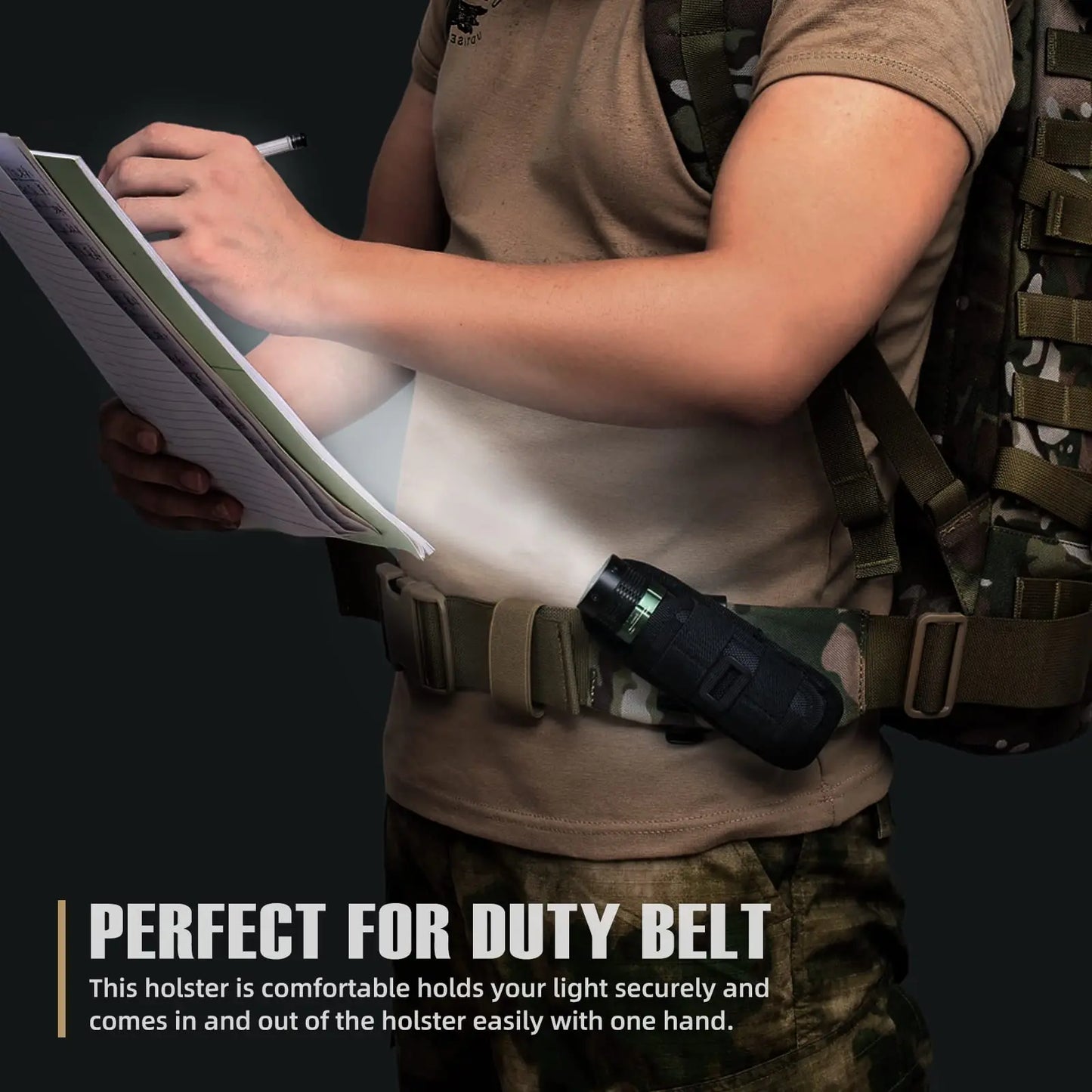 Tactical Flashlight Holster with 360° Rotating Belt Clip