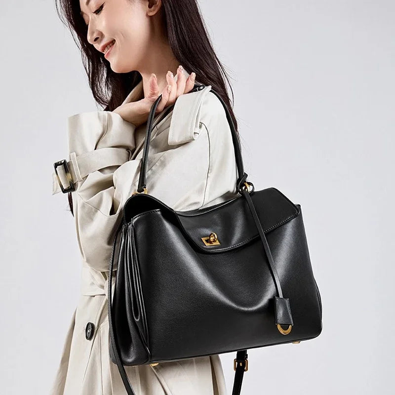 Women's Genuine Leather Shoulder Bag – Luxury Cowhide Tote