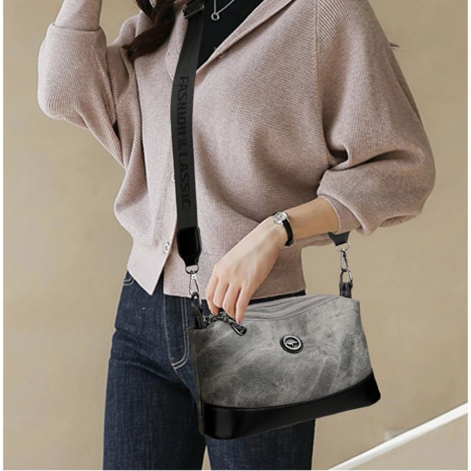 3-Layer Crossbody Bag for Women – Soft PU Leather Shoulder Bag