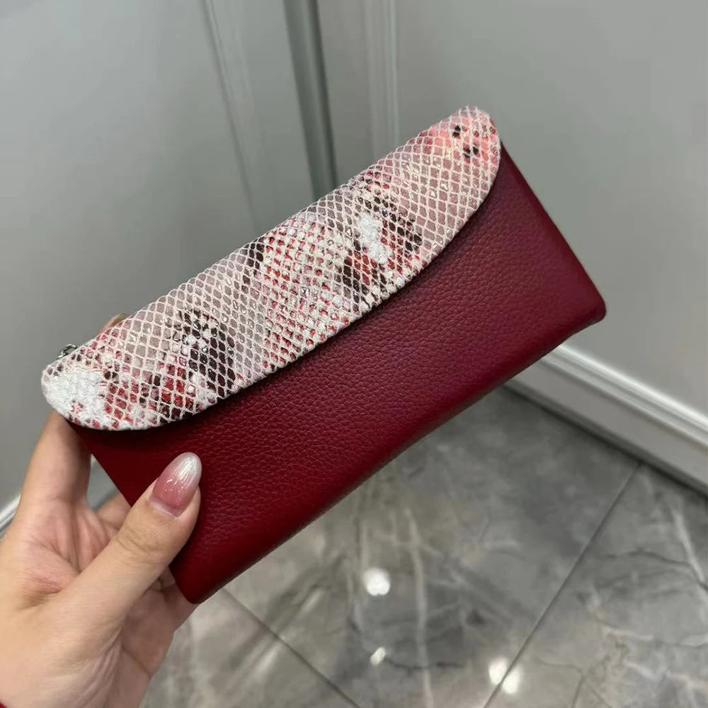 Python Pattern Genuine Leather Long Wallet for Women
