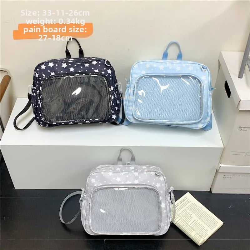 Star Print Ita Crossbody Bag Transparent Window Shoulder Bag