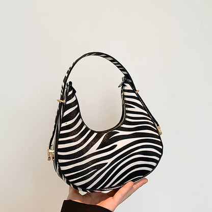 Animal Print Crescent Shoulder Bag for Women – Cow & Leopard