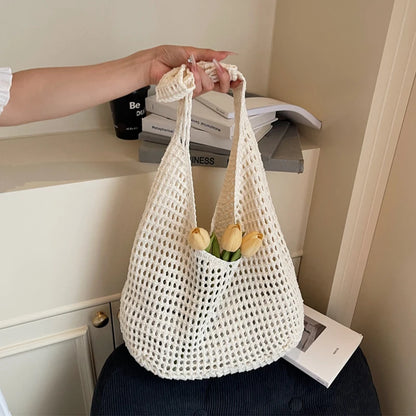 Knit Crochet Hobo Shoulder Bag – Women's Mesh Beach Tote