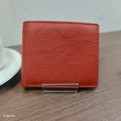 Men's Genuine Cow Leather Short Wallet with Coin Pocket