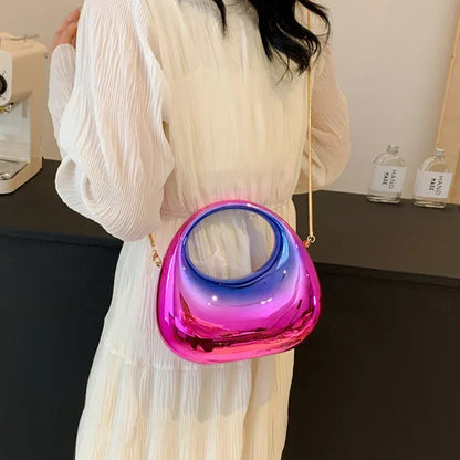 Acrylic Evening Clutch Bag – Half Moon Shoulder Purse for Women
