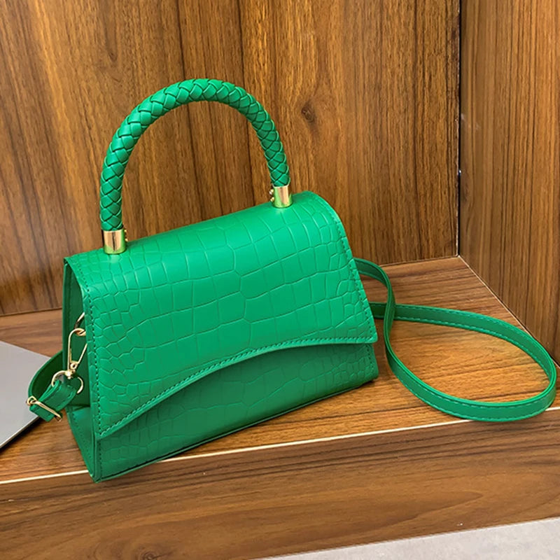 Crocodile Pattern Shoulder Bag – Women's Retro Flap Crossbody Purse