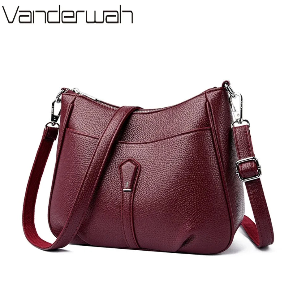 Roomy Soft Leather Crossbody Bag for Women – Classic Shoulder Purse