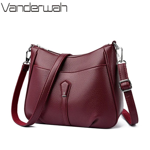 Roomy Soft Leather Crossbody Bag for Women – Classic Shoulder Purse