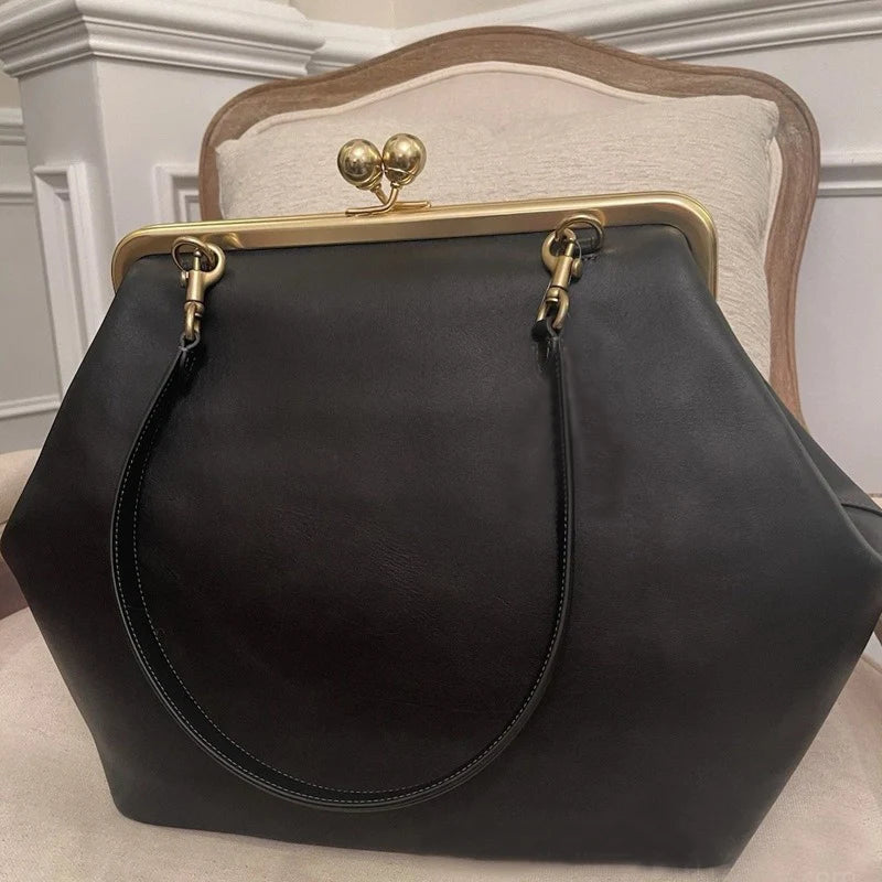Large Gold Frame Clutch Bag – Jumbo Clasp Pouch Shoulder Bag for Women