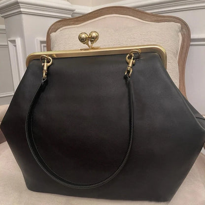 Large Gold Frame Clutch Bag – Jumbo Clasp Pouch Shoulder Bag for Women
