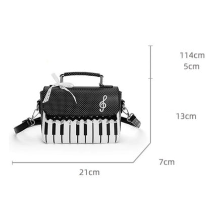 Piano Note Crossbody Bag – Y2K Music Print Square Shoulder Bag