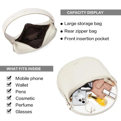 FOXER Brand PU Leather Women's Shoulder Bag 2026 Fashion Lady Crescent Luxury Design Half-moon Handbag Crossbody Bag Girl Gift