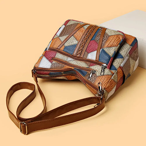 Patchwork Leather Shoulder Bag – Large Capacity Vintage Hobo Handbag