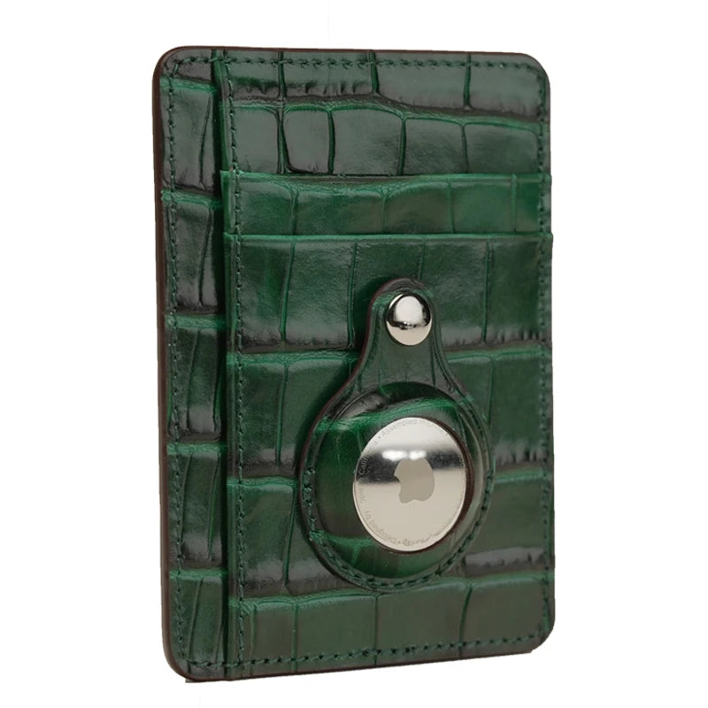 Croco Leather AirTag Card Holder Wallet – Custom Name