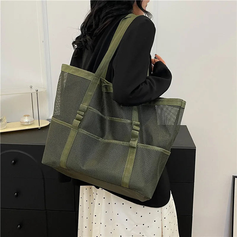 Mesh Beach Tote Bag for Women – Travel & Pool Organizer