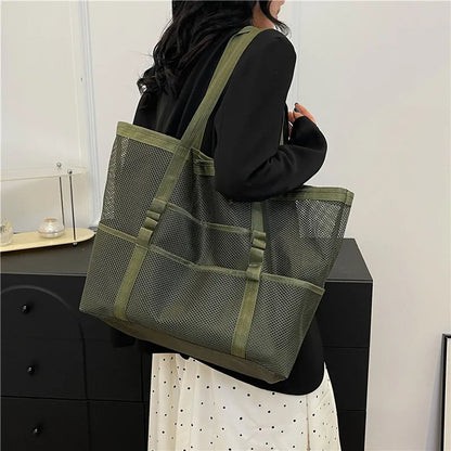 Mesh Beach Tote Bag for Women – Travel & Pool Organizer