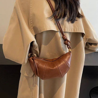 Leather Dumpling Crossbody Bag – Retro Crescent Shoulder Bag for Women