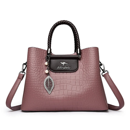 Luxury Leather Handbag for Women – Woven Handle Crossbody