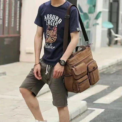 Vintage Canvas Messenger Bag – Large Capacity Multi-Pocket Crossbody, Unisex