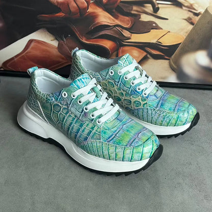Crocodile Leather Hand-Painted Aurora Sneakers for Men