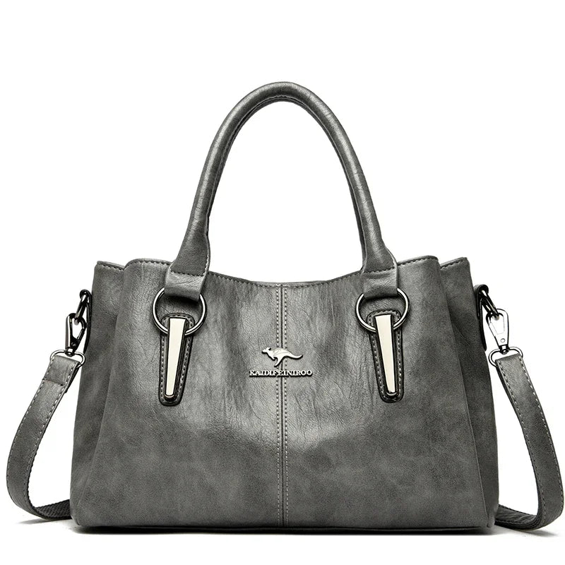 Luxury Soft Leather Handbag for Women – 3-Layer Shoulder Bag