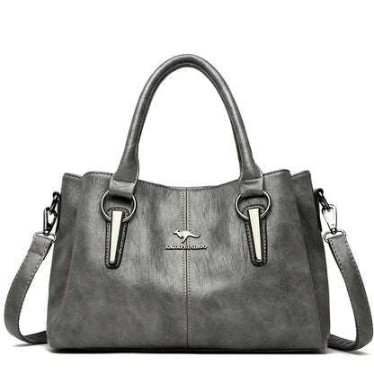 Luxury Soft Leather Handbag for Women – 3-Layer Shoulder Bag