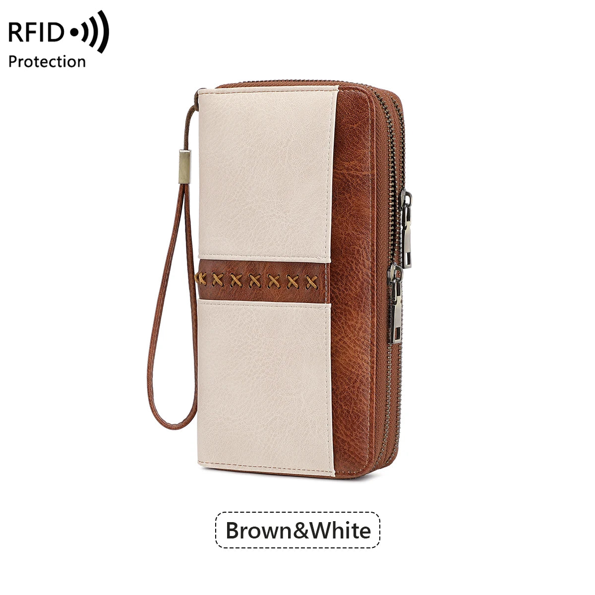 RFID Women's Long Wallet – Double Zipper Large Capacity Wristlet