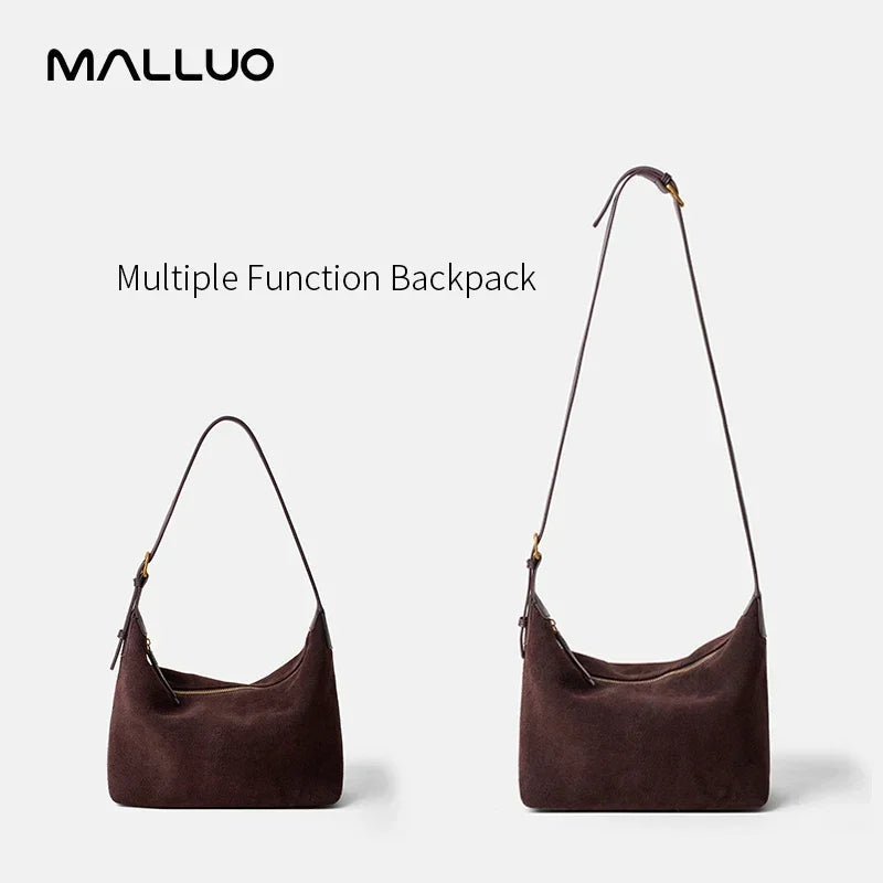Suede Leather Crossbody Bag - Casual Shoulder Handbag for Women