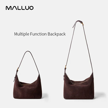 Suede Leather Crossbody Bag - Casual Shoulder Handbag for Women