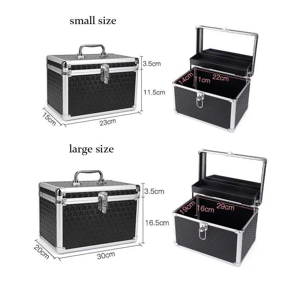 Professional Makeup Case with Mirror – Aluminum Alloy Cosmetic Organizer