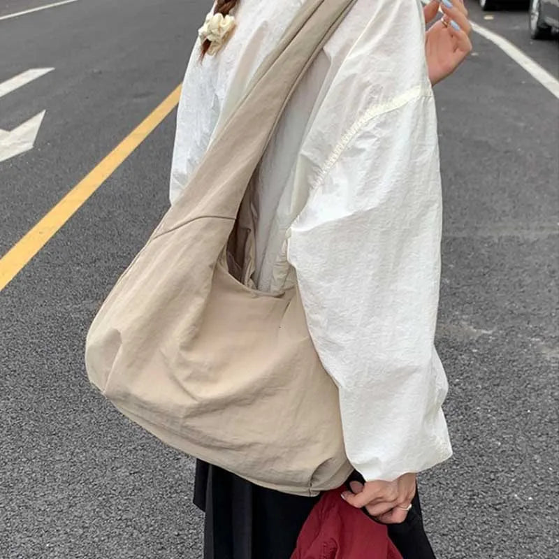 Large Capacity Canvas Shoulder Bag – Casual Hobo Tote for Women