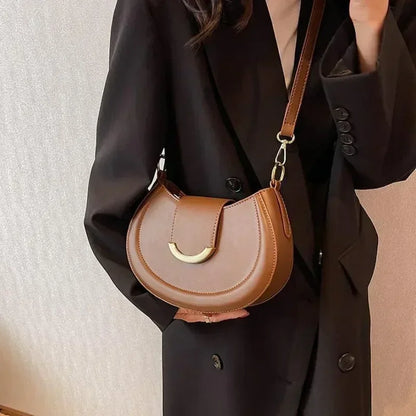 Leather Saddle Shoulder Bag – Designer Underarm Crossbody Purse for Women