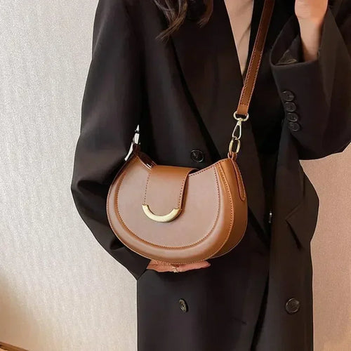 Leather Saddle Shoulder Bag – Designer Underarm Crossbody Purse for Women