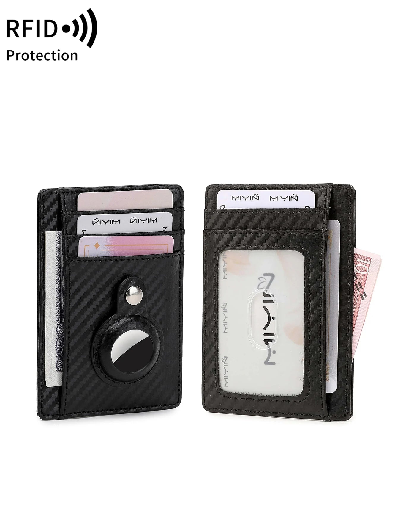RFID Blocking Slim Card Wallet with AirTag Holder – Unisex