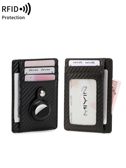 RFID Blocking Slim Card Wallet with AirTag Holder – Unisex
