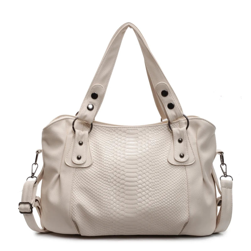 Large Capacity Leather Shoulder Bag for Women – Crocodile Pattern Tote