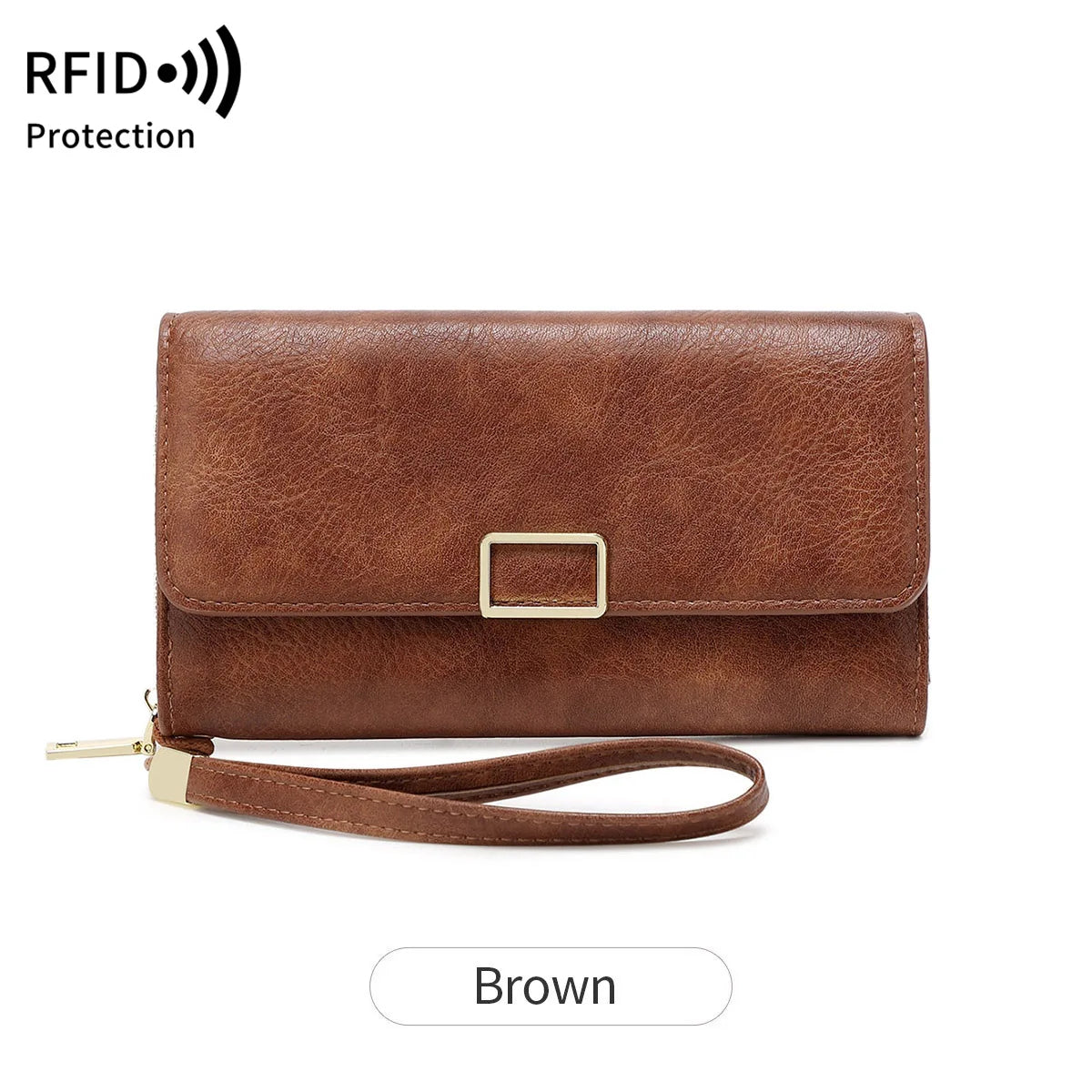 RFID Blocking Trifold Wallet for Women – Vintage Multifunction Long Cardholder
