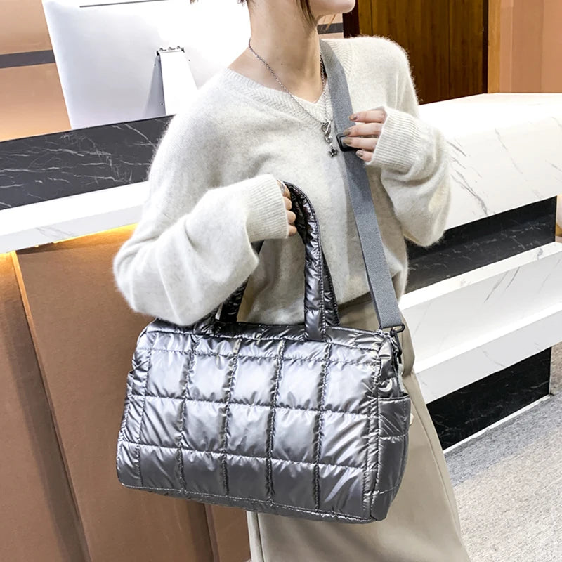 Quilted Puffer Tote Bag for Women – Padded Shoulder Bag
