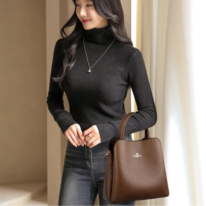 Luxury PU Leather Tote Bag – Women's Designer Crossbody Shoulder Bag