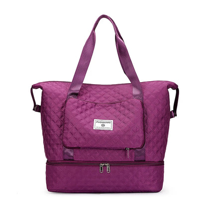 Large Capacity Gym Duffel Bag – Lightweight Argyle Weekend Travel Bag for Women
