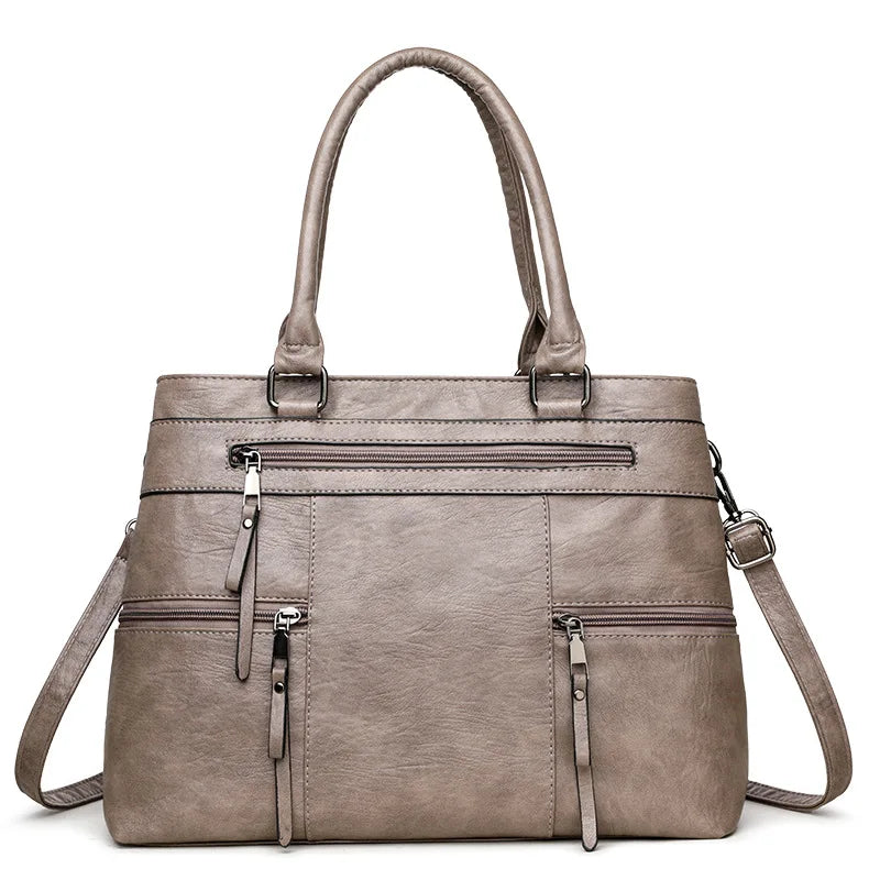 Women's Leather Tote Handbag – Top Handle Shoulder & Crossbody Bag