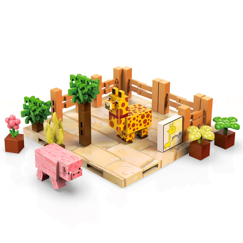 Magnetic Building Blocks STEM Toy – Zoo & Mine World Set