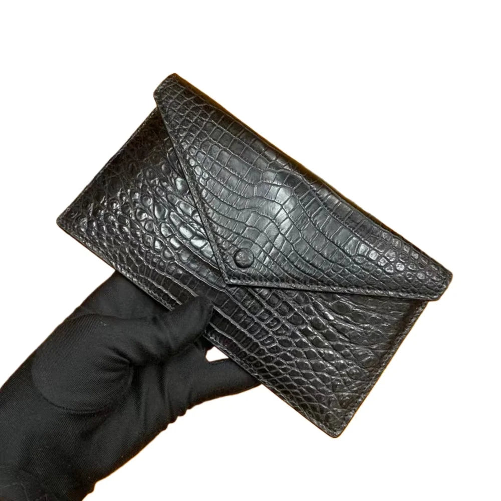 Crocodile Leather Envelope Clutch – Women's Luxury Evening Bag